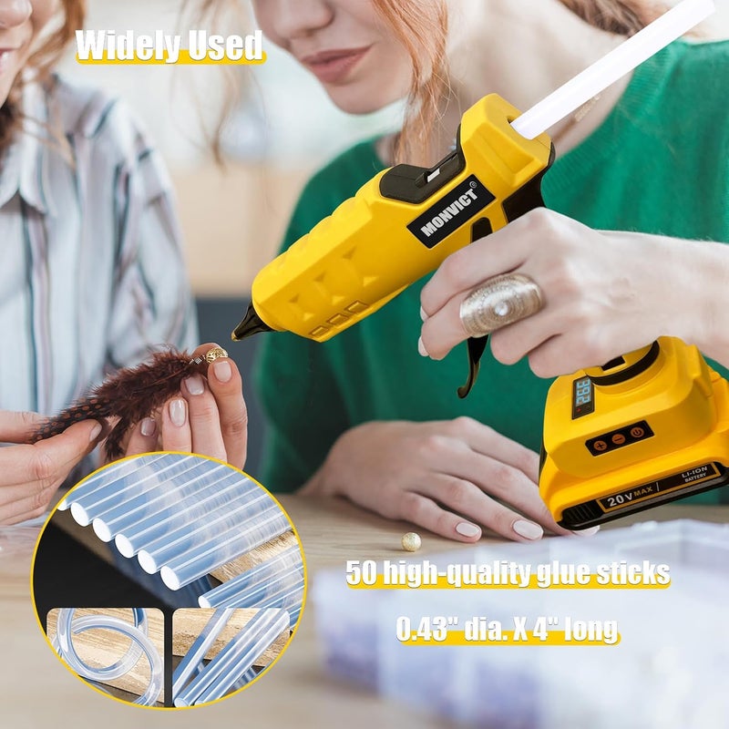 MONVICT Cordless Glue Gun for Dewalt 20V Battery with 50 Glue Sticks, Upgraded 100W Digital Temperature Adjustable Handheld Electric Power Full Size Heavy Duty Hot Glue Gun (Tool only) - Image 5